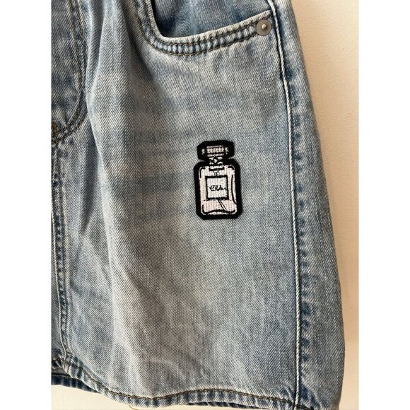 Girls Levis Denim Jean Mini Skirt Size 10 Patches Kids Youth - Picture 4 of 12